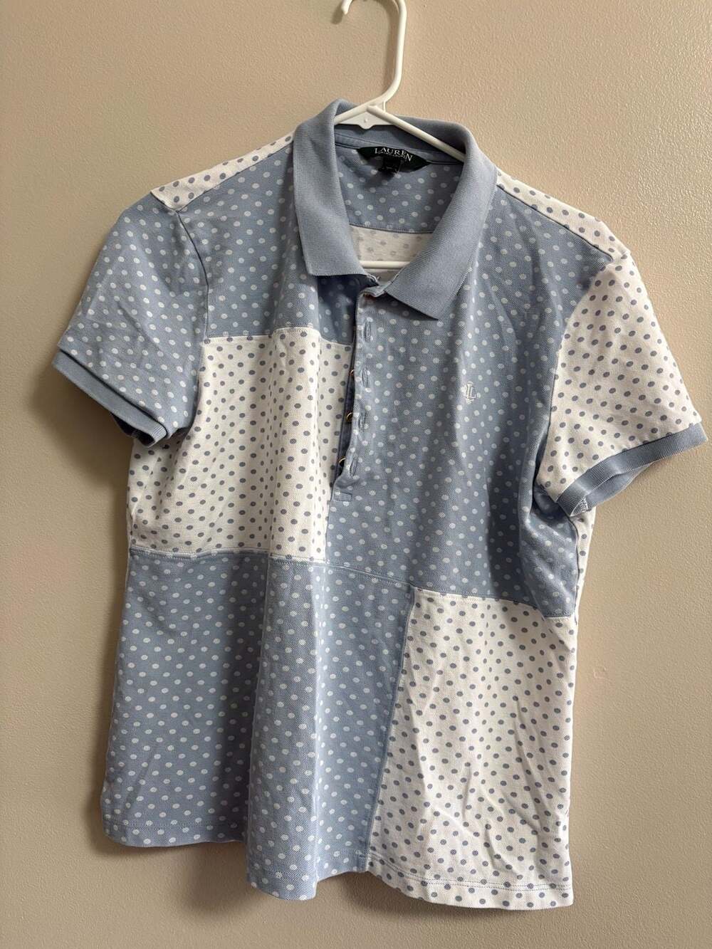 Lauren Ralph Lauren Women's Polka Dot Patchwork Polo Shirt